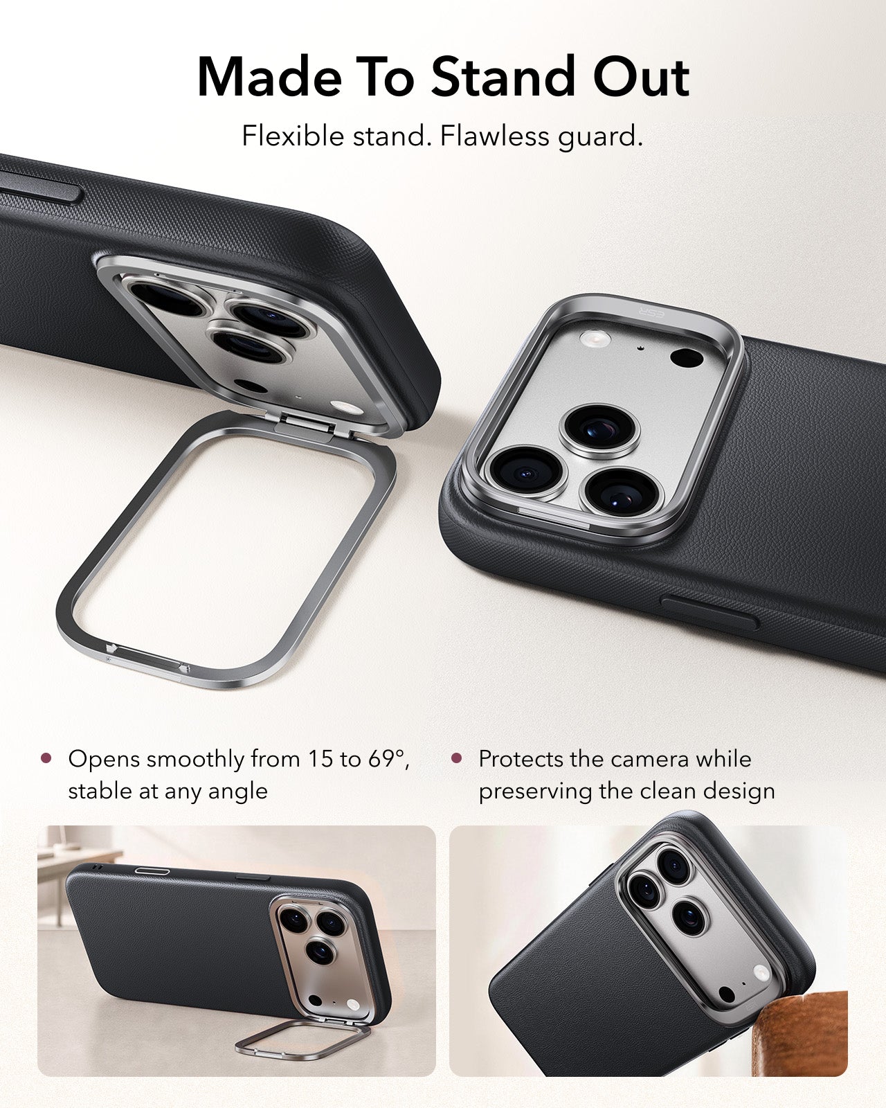 iPhone 17 Pro Atelier Magnetic Case with Camera Control and Flex Stand - Black - Image 4