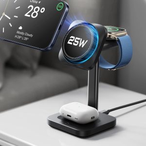 CryoBoost 3-in-1 Magnetic Charging Station (25W. Qi2.2) - EU Plug?CBlack