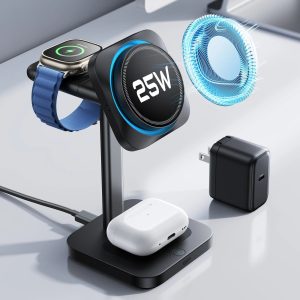 CryoBoost 3-in-1 Magnetic Charging Station (25W. Qi2.2) - JP Plug?CBlack