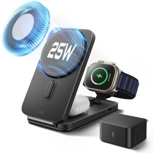 CryoBoost Foldable 3-in-1 Magnetic Charging Station (25W) ?C EU Plug-Black