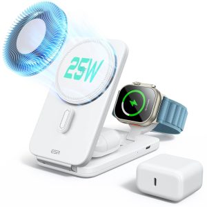 CryoBoost Foldable 3-in-1 Magnetic Charging Station (25W) ?C JP Plug-White