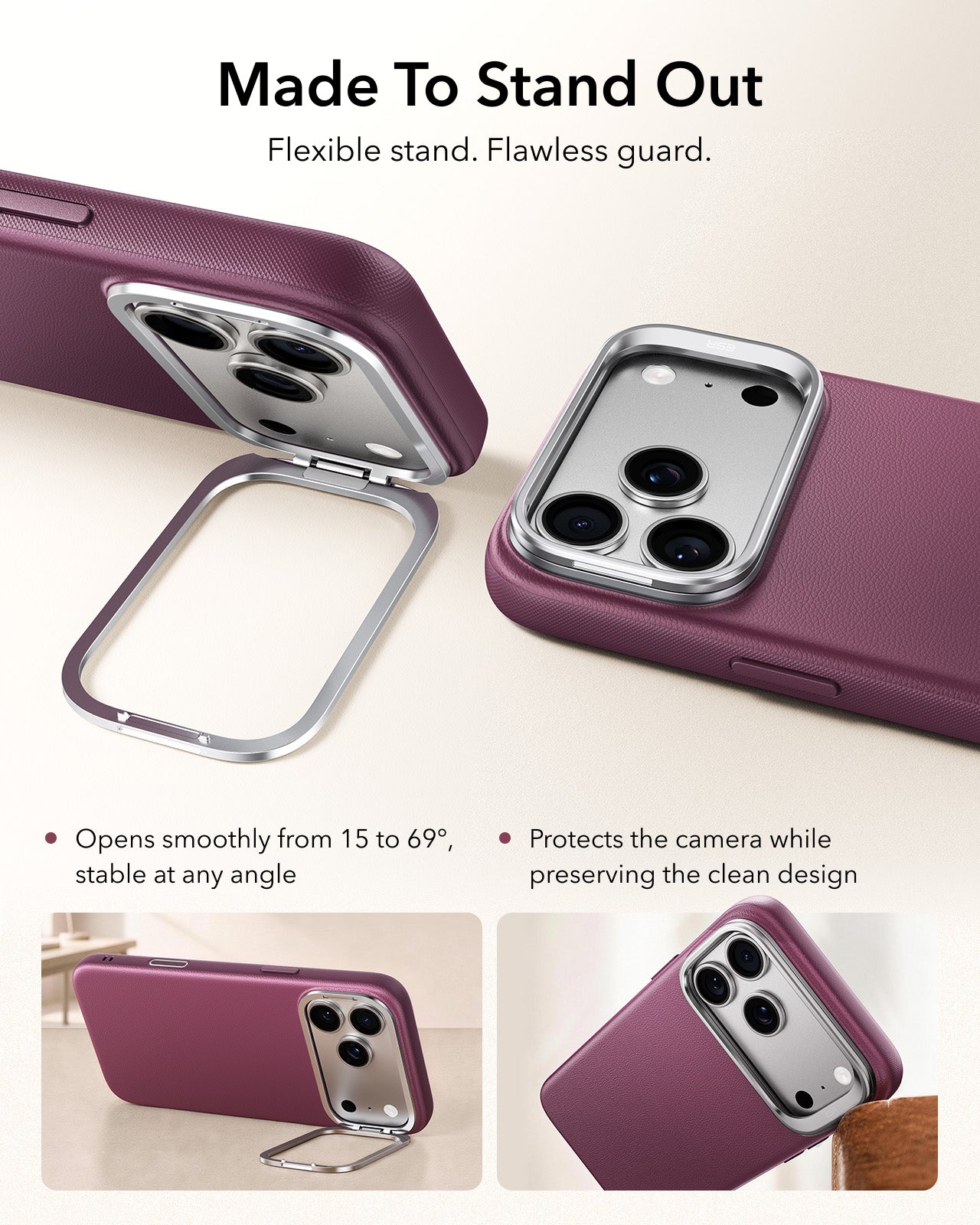 iPhone 17 Pro Max Atelier Magnetic Case with Camera Control and Flex Stand - Deep Burgundy - Image 4