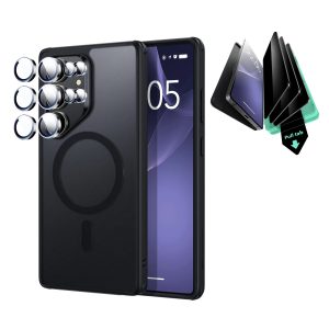 Galaxy S25 Ultra HaloLock Classic Hybrid Case Privacy Protection Bundle - Frosted Black