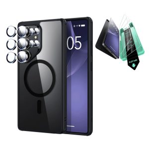 Galaxy S25 Ultra HaloLock Classic Hybrid Case Protection Bundle - Clear Black