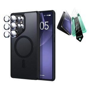 Galaxy S25 Ultra HaloLock Classic Hybrid Case Protection Bundle - Frosted Black
