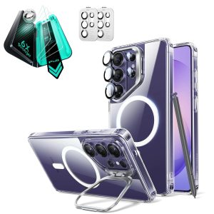 Galaxy S26 Ultra Bundle Classic Hybrid Magnetic Case (Stash Stand) and Armorite  Screen Protector - Clear