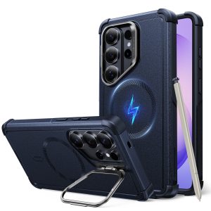 Galaxy S26 Ultra Cyber Tough Magnetic Case (Stash Stand) - Navy Blue