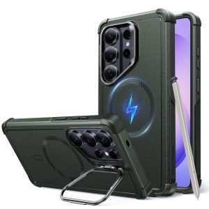 Galaxy S26 Ultra Cyber Tough Magnetic Case (Stash Stand) - Olive Green