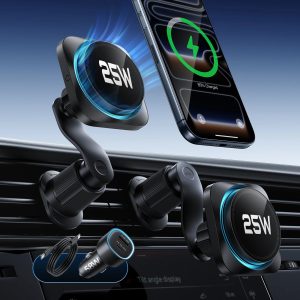 OmniLock Magnetic Car Charger (25W. CryoBoost. Air Vent) - Black
