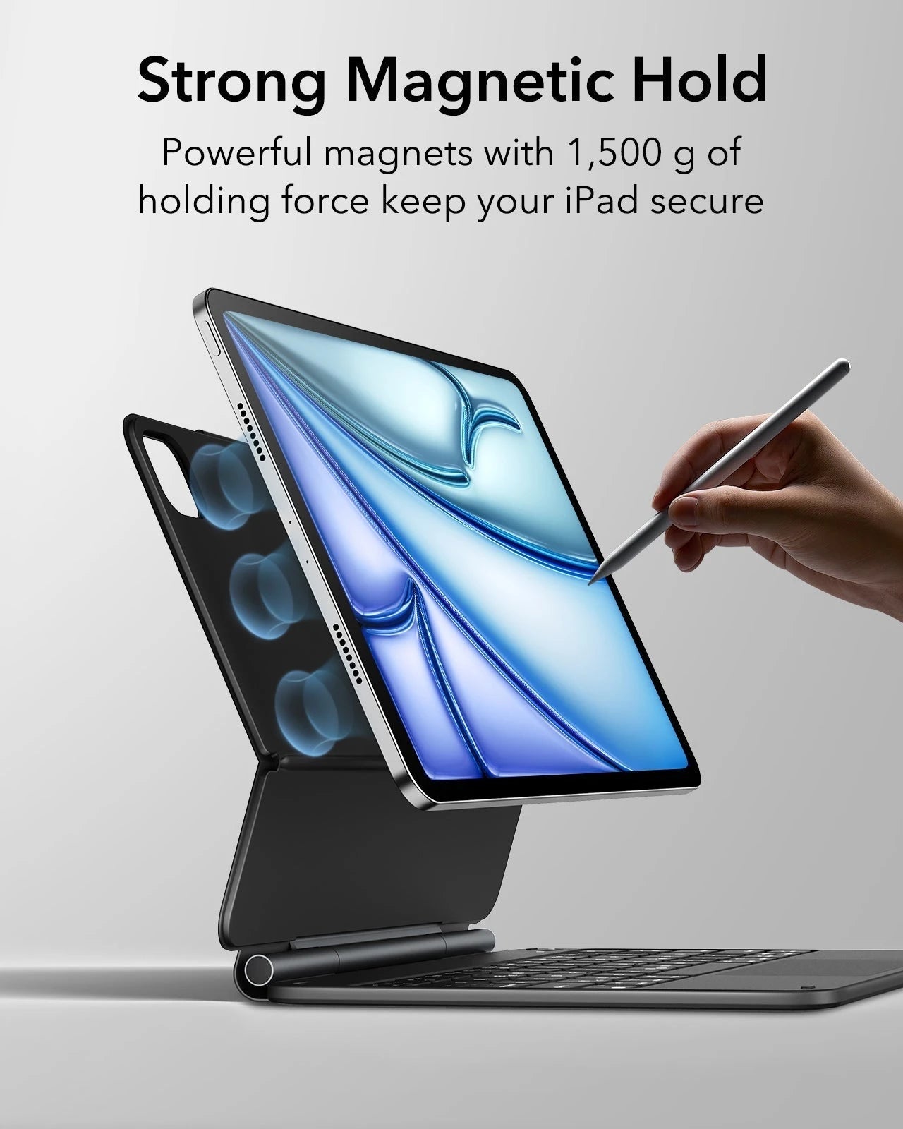 iPad Air 11 (2025) Rebound Magnetic Keyboard Case - US Layout-Black - Image 6