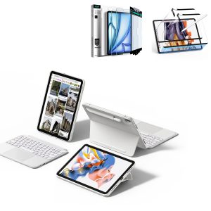 iPad Air 13 (M4) 2026 Shift Keyboard Case (Detachable) Protection Paper-Feel Bundle-US Layout - White