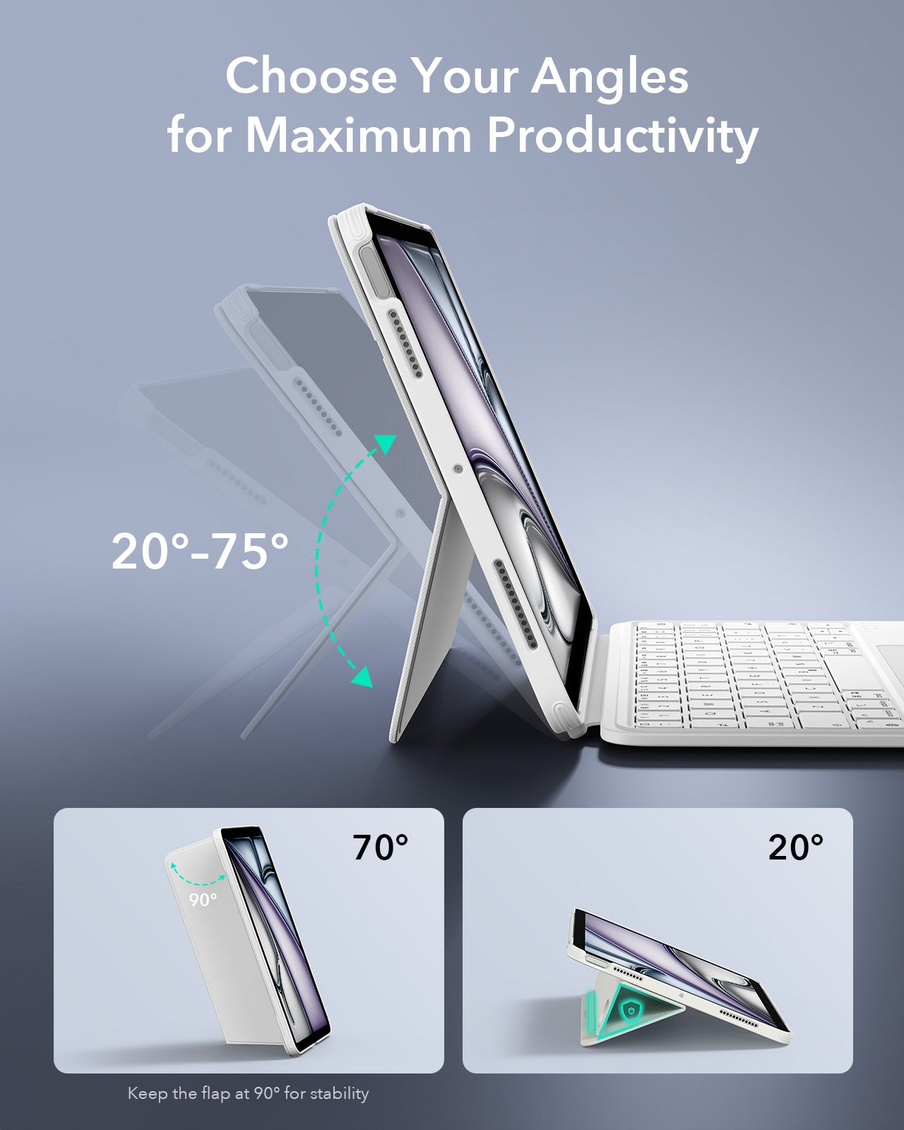 iPad Pro 11 (M4) 2024 Shift Keyboard Case (Detachable) - US Layout - White - Image 4