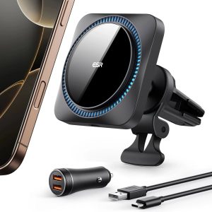 Wireless Car Charger with CryoBoost  (HaloLock) - Wireless Charger with 36W Adapter