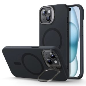 iPhone 15 Plus Cloud Soft Case with Stash Stand (HaloLock) - Black
