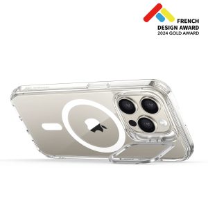 iPhone 15 Pro Classic Hybrid Case with Stash Stand (HaloLock) - Clear