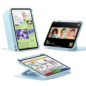 iPad 11 (A16. 2025) Flip Magnetic Case with Pencil Holder - Sky Blue