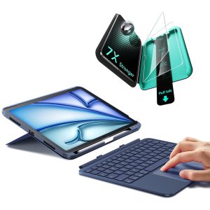 iPad Air 11 (M2) 2024 Flex Keyboard Case (Detachable) Protection Bundle- US Layout-Blue