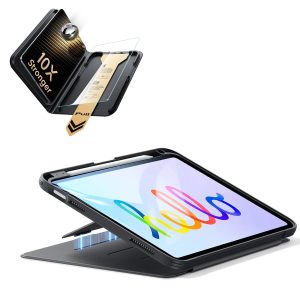 iPad 11 (A16) 2025 Bundle Flip Magnetic Case (Pencil Holder) & Armorite Pro Screen Protector With UltraFit Tray - Black