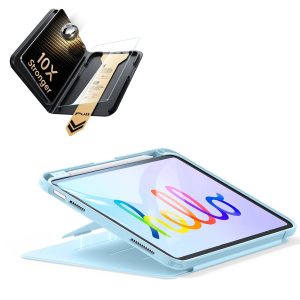 iPad 11 (A16) 2025 Bundle Flip Magnetic Case (Pencil Holder) & Armorite Pro Screen Protector With UltraFit Tray - Blue