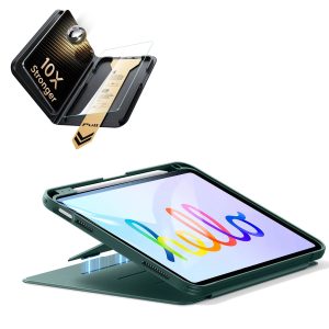 iPad 11 (A16) 2025 Bundle Flip Magnetic Case (Pencil Holder) & Armorite Pro Screen Protector With UltraFit Tray - Green