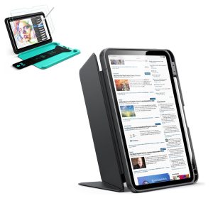 iPad 11 (A16) 2025 Bundle Flip Magnetic Case with Pencil Holder & Armorite® Paper-Feel Protection - Black