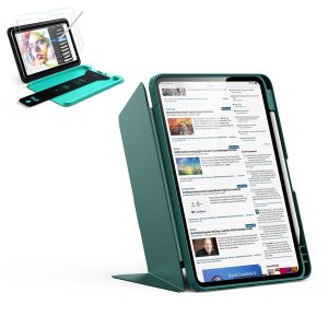 iPad 11 (A16) 2025 Bundle Flip Magnetic Case with Pencil Holder & Armorite® Paper-Feel Protection - Green