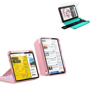 iPad 11 (A16) 2025 Bundle Flip Magnetic Case with Pencil Holder & Armorite® Paper-Feel Protection - Pink