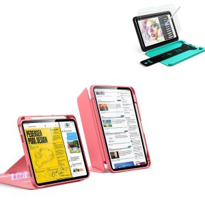 iPad 11 (A16) 2025 Bundle Flip Magnetic Case with Pencil Holder & Armorite® Paper-Feel Protection - Red