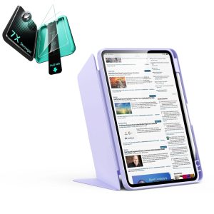 iPad 11 (A16) 2025 Bundle Flip Magnetic Case with Pencil Holder & Armorite® Protection - Light Purple