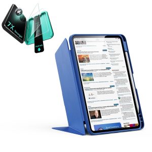 iPad 11 (A16) 2025 Bundle Flip Magnetic Case with Pencil Holder & Armorite® Protection - Navy Blue