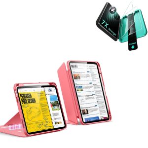 iPad 11 (A16) 2025 Bundle Flip Magnetic Case with Pencil Holder & Armorite® Protection - Watermelon Red