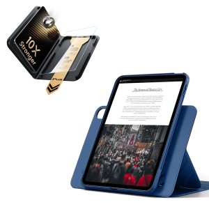 iPad 11 (A16) 2025 Bundle Shift Magnetic Case & Armorite Pro Screen Protector With UltraFit Tray - Navy Blue