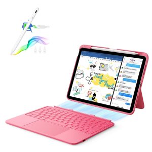 iPad 11 (A16) 2025 Flex Keyboard Case (Detachable) With Digital Pencil Bundle - US Layout-Pink