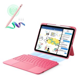 iPad 11 (A16) 2025 Flex Keyboard Case (Detachable) With Geo Pencil Bundle  - US Layout Pink With Pink Pencil