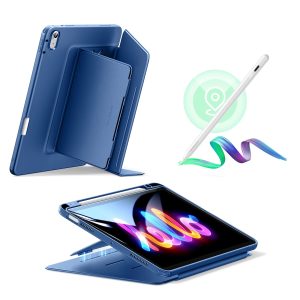 iPad Air 11 (2024) Bundle Flip Magnetic Case with Geo Digital Pencil - Navy Blue