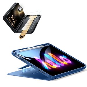 iPad Air 11 (M4) 2026 Bundle Flip Magnetic Case (Pencil Holder) & Armorite® Pro Screen Protector With UltraFit Tray - Navy Blue