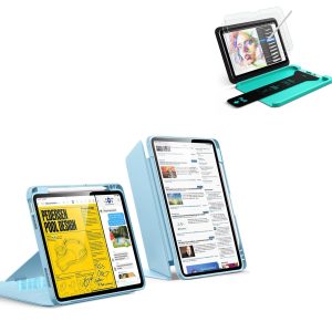 iPad Air 11 (M4) 2026 Bundle Flip Magnetic Case with Pencil Holder & Armorite® Paper-Feel Protection - Sky Blue