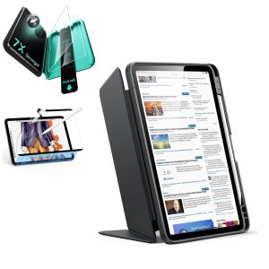 iPad Air 11 (M4) 2026 Bundle Flip Magnetic Case with Pencil Holder. Paper-Feel Magnetic & Armorite® Protection - Black