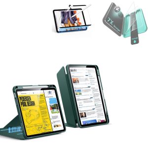 iPad Air 11 (M4) 2026 Bundle Flip Magnetic Case with Pencil Holder. Paper-Feel Magnetic & Armorite  Protection - Green