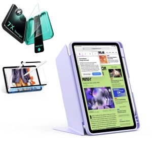 iPad Air 11 (M3) 2025 Bundle Flip Magnetic Case with Pencil Holder. Paper-Feel Magnetic & Armorite  Protection - Light Purple