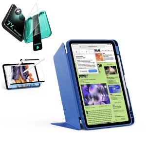 iPad Air 11 (M3) 2025 Bundle Flip Magnetic Case with Pencil Holder. Paper-Feel Magnetic & Armorite  Protection - Navy Blue