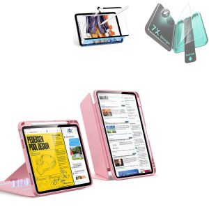 iPad Air 11 (M4) 2026 Bundle Flip Magnetic Case with Pencil Holder. Paper-Feel Magnetic & Armorite  Protection - Pink