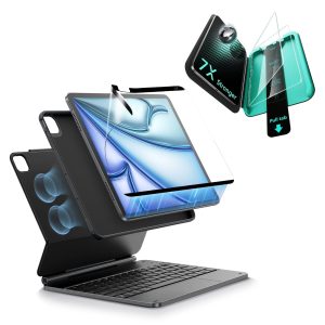 iPad Air 11 (M4) 2026 Bundle Rebound Magnetic Keyboard Case 360. Armorite & Paper-Feel Screen Protectors-US-Layout-Black