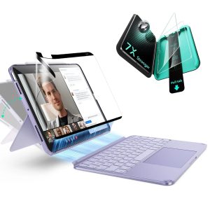 iPad Air 11 (M4) 2026 Shift Keyboard Case (Detachable) Protection Paper-Feel Bundle -US Layout-Purple