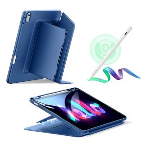 iPad Air 13 (M2) 2024 Bundle Flip Magnetic Case with Geo Digital Pencil- Navy Blue