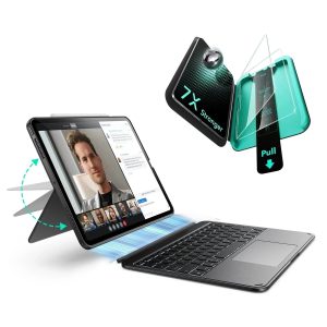 iPad Air 13 (M2) 2024 Bundle Shift Keyboard Case and Armorite Screen Protector -US Layout-Dark Gray