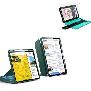 iPad Air 13 (M4) 2026 Bundle Flip Magnetic Case with Pencil Holder & Armorite® Paper-Feel Protection - Green