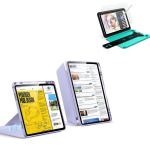 iPad Air 13 (M4) 2026 Bundle Flip Magnetic Case with Pencil Holder & Armorite® Paper-Feel Protection - Purple