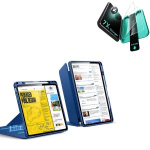 iPad Air 13 (M4) 2026 Bundle Flip Magnetic Case with Pencil Holder & Armorite® Protection - Navy Blue