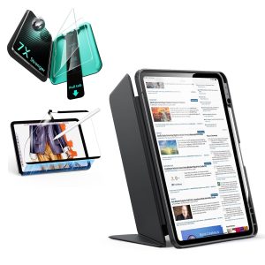 iPad Air 13 (M3) 2025 Bundle Flip Magnetic Case with Pencil Holder. Paper-Feel Magnetic & Armorite  Protection - Black